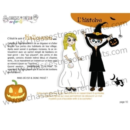 Page de l'histoire de l'enquête policière Halloween pour enfants