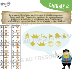 Enigme d'une chasse au trésor pour enfants sur le thème des pirates
